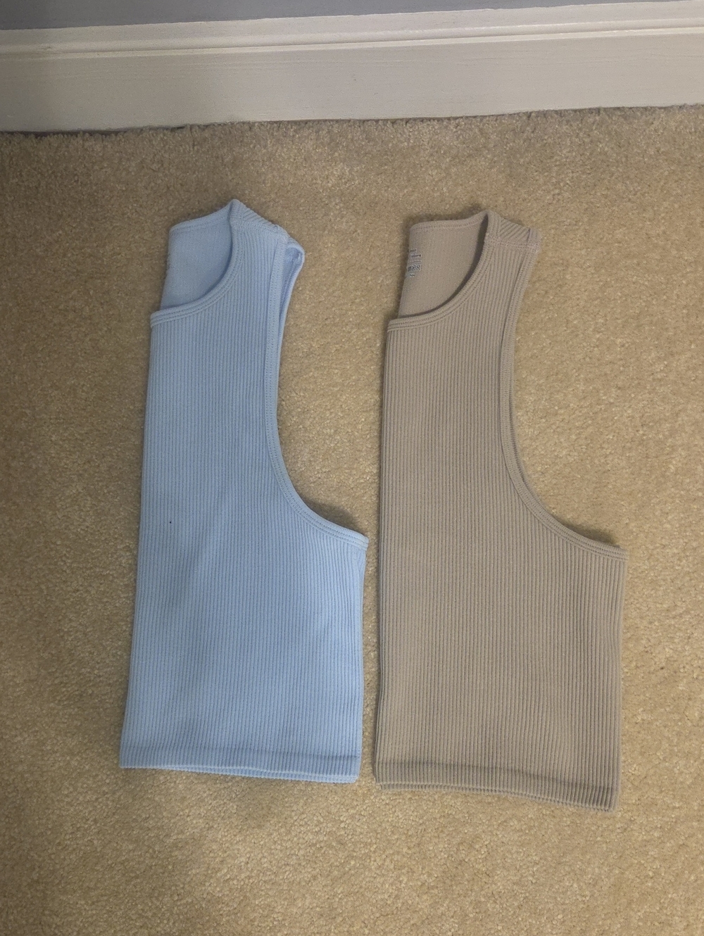 Bundle Of 2 Ribbed Tank Top - Blue and Beige